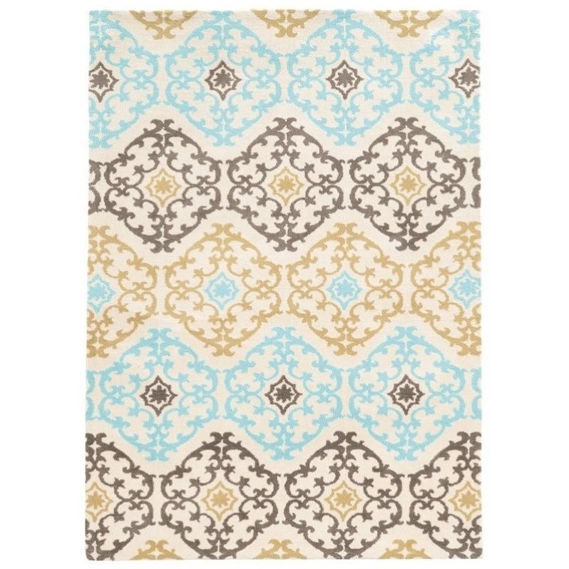 Allora 8' x 10' Hand-Tufted Geometric Design Polyester Rug in Gray and Yellow