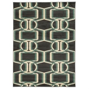 Allora 2' x 3' Power Loom Polypropylene Bridle Rug in Chocolate and Turquoise