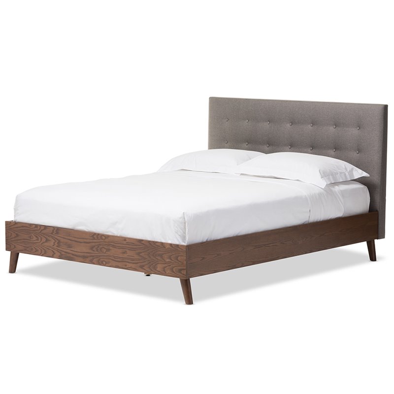 Allora Tufted Queen Panel Platform Bed in Gray
