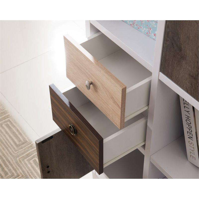 Allora Contemporary Wood 9-Cube Bookcase in White