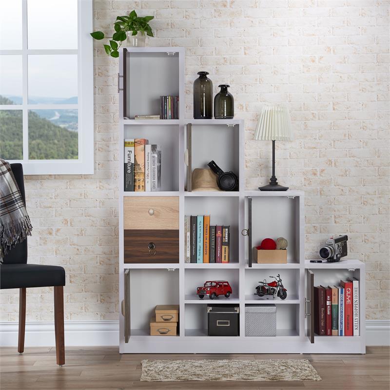 Allora Contemporary Wood 9-Cube Bookcase in White