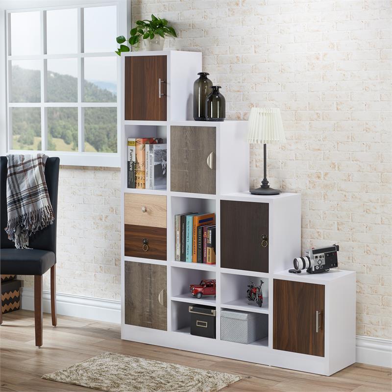 Allora Contemporary Wood 9-Cube Bookcase in White