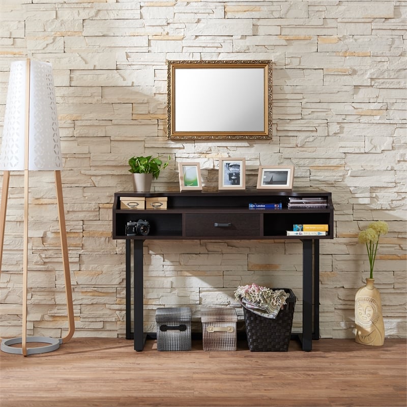 Allora Wood Table Top Cutout Writing Desk in Espresso