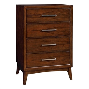 allora transitional 4-drawer chest in brown cherry
