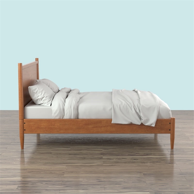 Allora Mid-Century Solid Wood California King Platform Bed in Oak