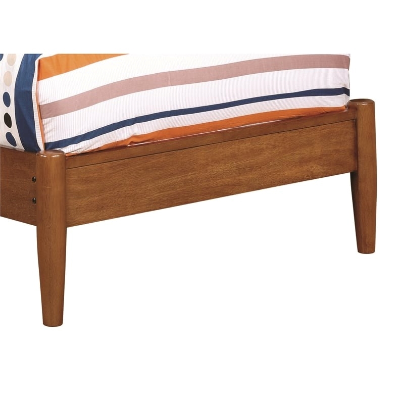 Allora Mid-Century Solid Wood/Wood Veneer/MDF Twin Platform Bed in Oak