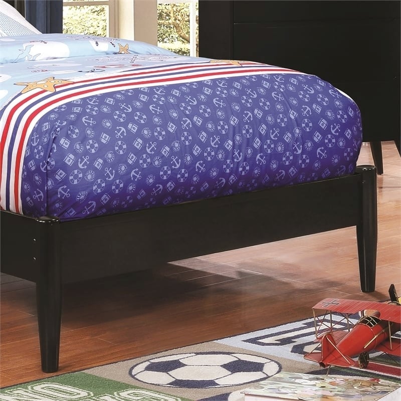 Allora Mid-Century Solid Wood/Wood Veneer/MDF Full Platform Bed in Black