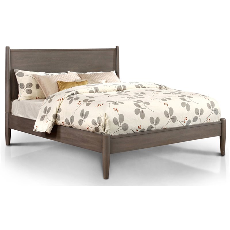 Allora Mid-Century Solid Wood/Wood Veneer/MDF Full Platform Bed in Gray
