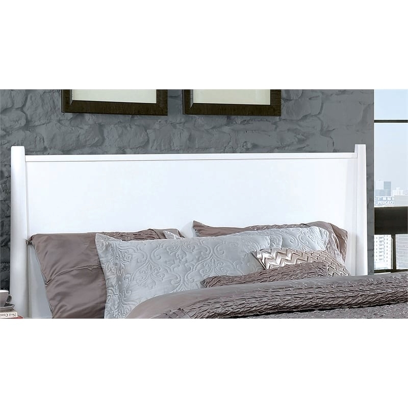 Allora Mid-Century Solid Wood/Wood Veneer/MDF Full Platform Bed in White