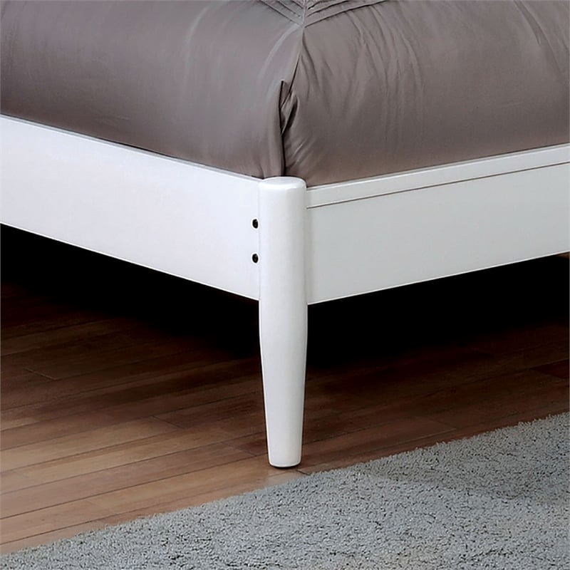 Allora Mid-Century Solid Wood/Wood Veneer/MDF Full Platform Bed in White