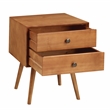 Allora Mid-Century 2 Drawer Solid Wood Nightstand in Caramel