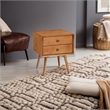 Allora Mid-Century 2 Drawer Solid Wood Nightstand in Caramel