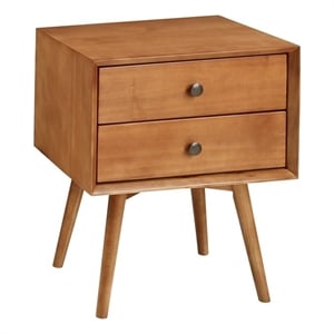 allora mid-century 2 drawer solid wood nightstand