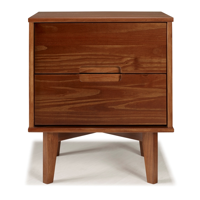 Allora Mid Century Modern Wood Nightstand in Walnut