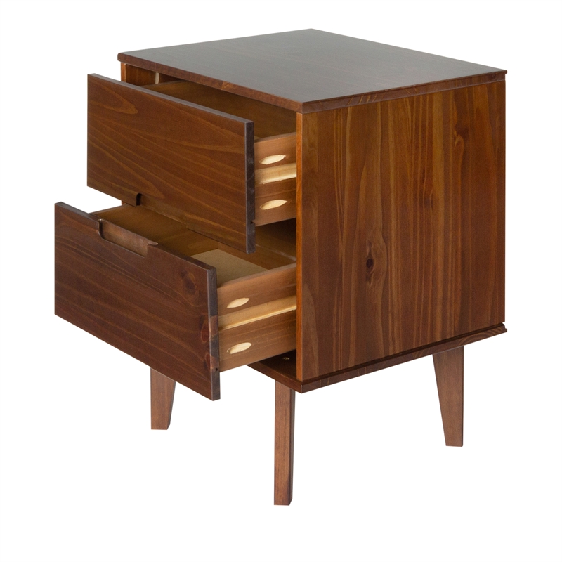 Allora Mid Century Modern Wood Nightstand in Walnut