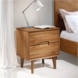 Allora Mid Century Modern Wood 2 Drawer Nightstand in Caramel