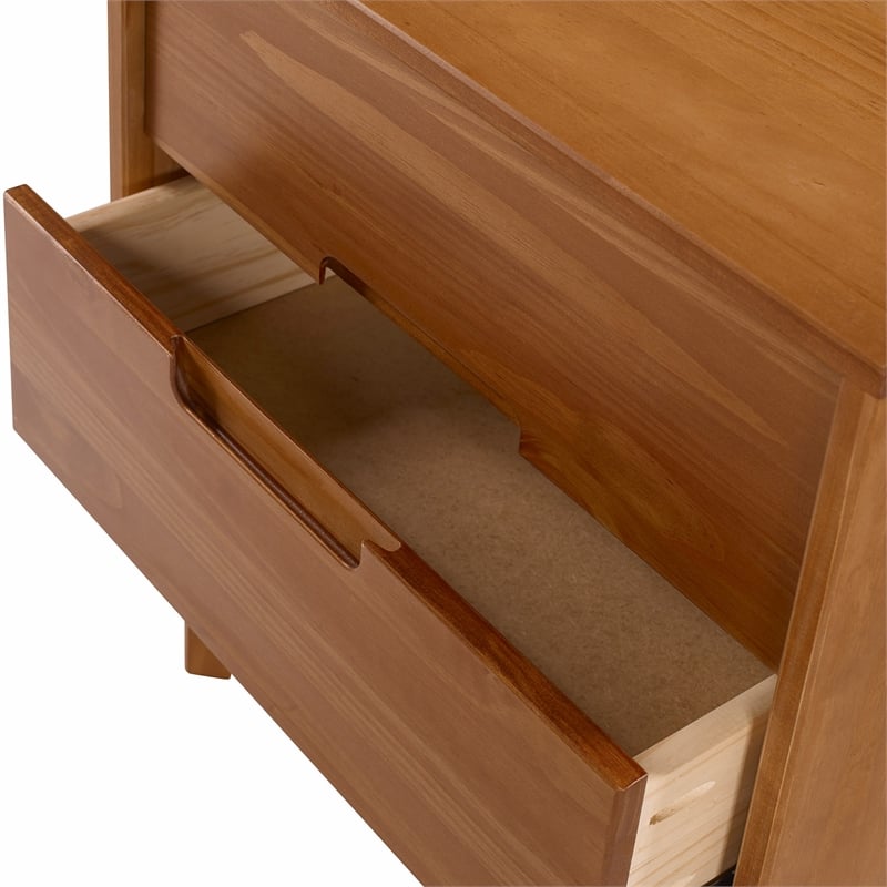 Allora Mid Century Modern Wood 2 Drawer Nightstand in Caramel
