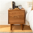 Allora Mid Century Modern Wood 2 Drawer Nightstand in Caramel