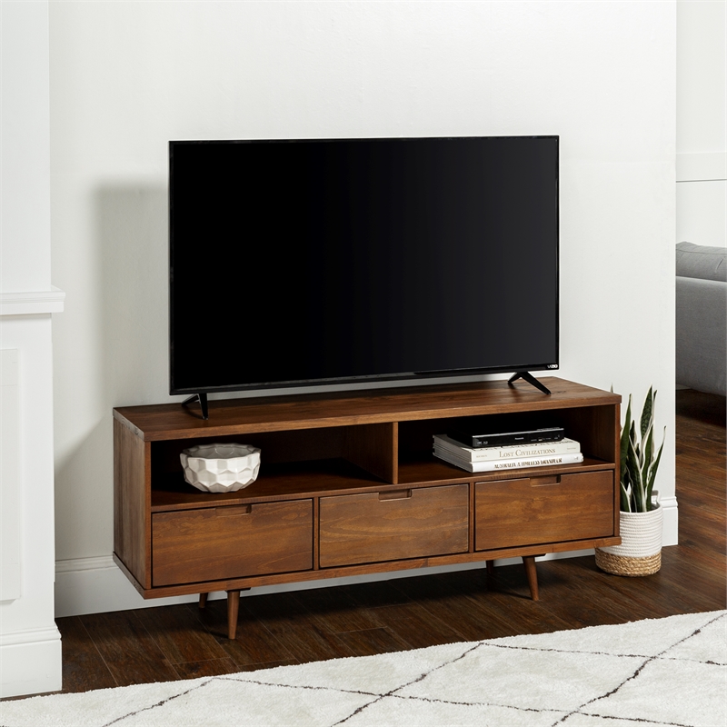 Allora Mid-Century 3-Drawer Wood TV Stand for TVs up to 58