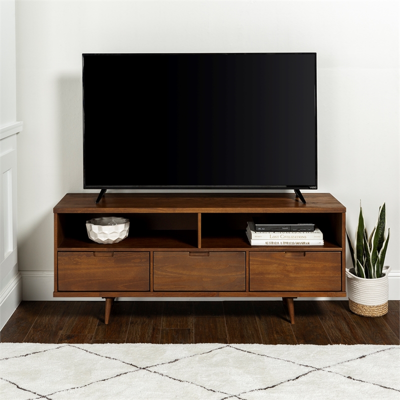 Allora Mid-Century 3-Drawer Wood TV Stand for TVs up to 58