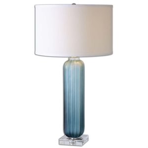 allora 1-light crystal and glass lamp in frosted blue