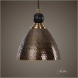 Allora 1-Light Metal Pendant in Hammered Antique Brass