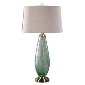 allora 1-light glass and metal table lamp in sea green