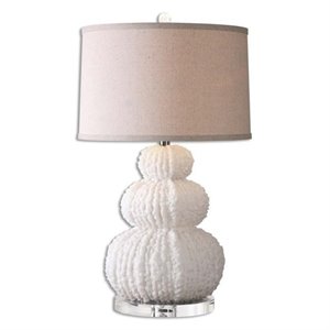 allora 1-light resin and metal table lamp in shell ivory