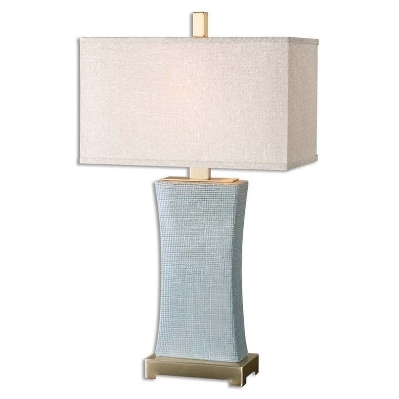 Allora 1-Light Ceramic and Metal Table Lamp in Blue Gray