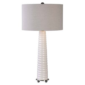 Allora 1-Light Ceramic and Steel Table Lamp in Gloss White