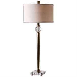 allora 1-light crystal and metal buffet lamp in brushed brass