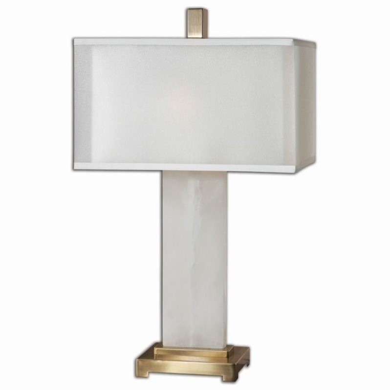Allora 2-Light Alabaster and Metal Lamp in White and Coffee Bronze