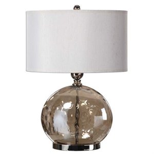 Allora 1-Light Water Glass and Metal Lamp in Polished Nickel Plated