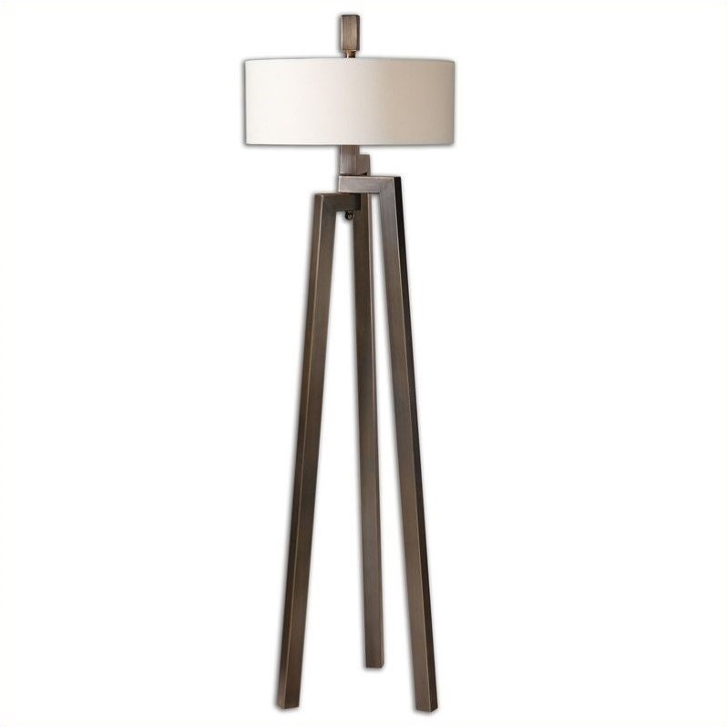 Allora 2-Light Modern Metal Floor Lamp in Antiqued Bronze with Gold