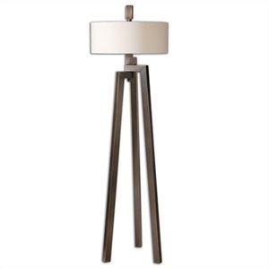 allora 2-light modern metal floor lamp in antiqued bronze with gold