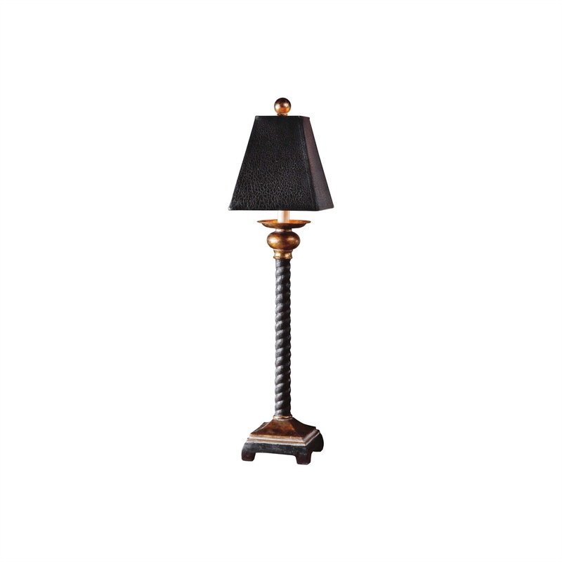 Allora 1-Light Resin Buffet Lamp in Matte Black and Washed Gray Glaze