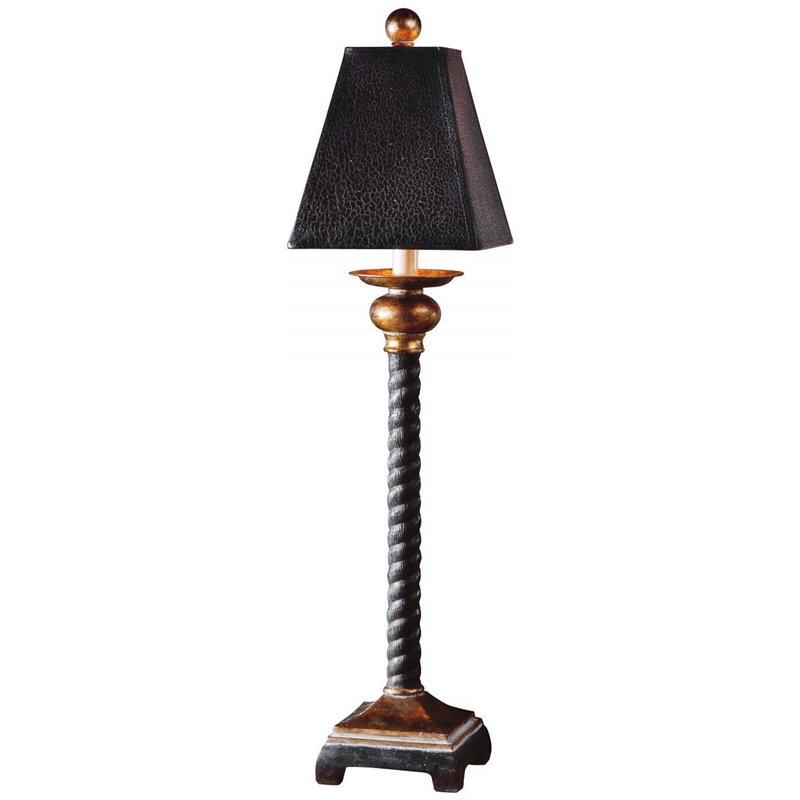 Allora 1-Light Resin Buffet Lamp in Matte Black and Washed Gray Glaze