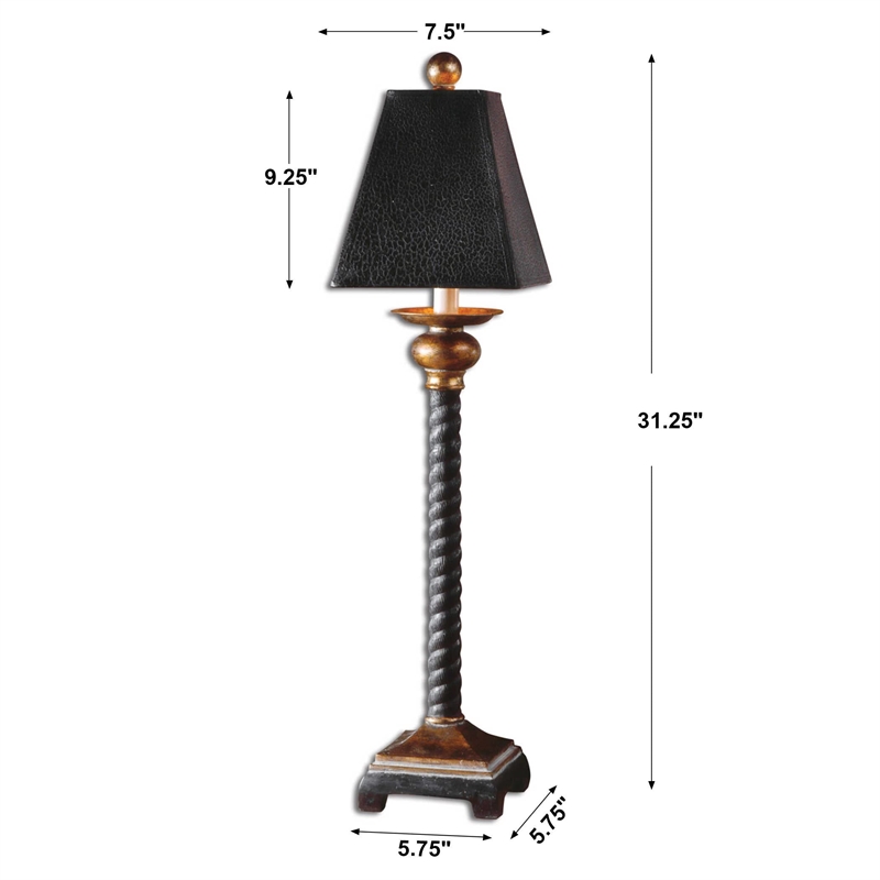 Allora 1-Light Resin Buffet Lamp in Matte Black and Washed Gray Glaze
