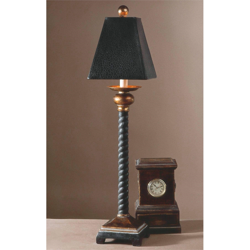 Allora 1-Light Resin Buffet Lamp in Matte Black and Washed Gray Glaze