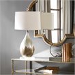 Allora 1-Light Glazed Ceramic Lamp in Metallic Rust Beige Glaze with Ivory