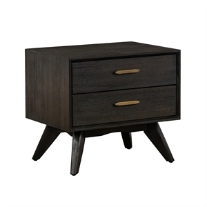 Allora Mid-Century 2 Drawer Nightstand in Brown