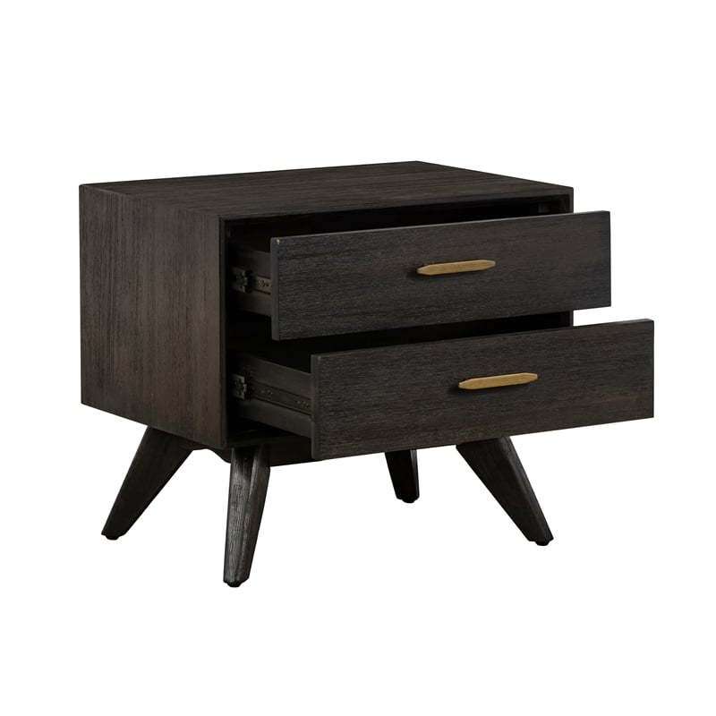 Allora Mid-Century 2 Drawer Nightstand in Brown