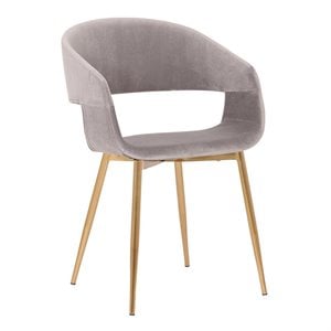 Allora Dining Accent Chair with Gold Metal Legs in Gray