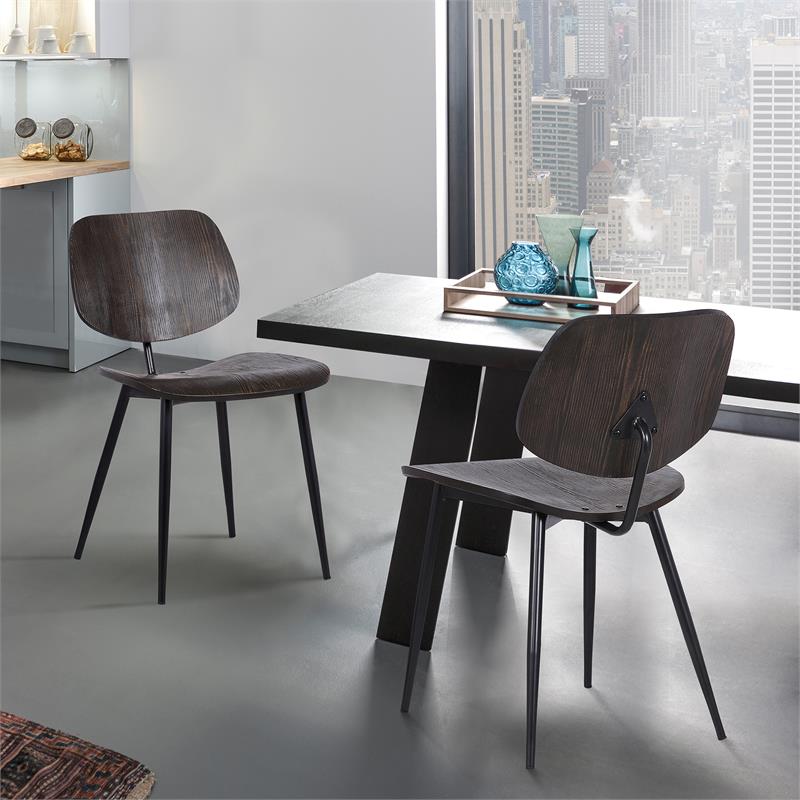 Allora Wood Dining Accent Chairs in Black (Set of 2)