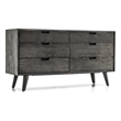 Allora 6-Drawer Mid-Century Wood Dresser with Tapered Legs in Gray