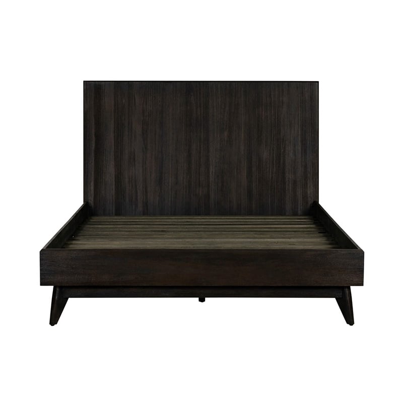 Allora 3-Piece Modern Wood Queen Bedroom Set in Brushed Brown/Gray/Antique Brass