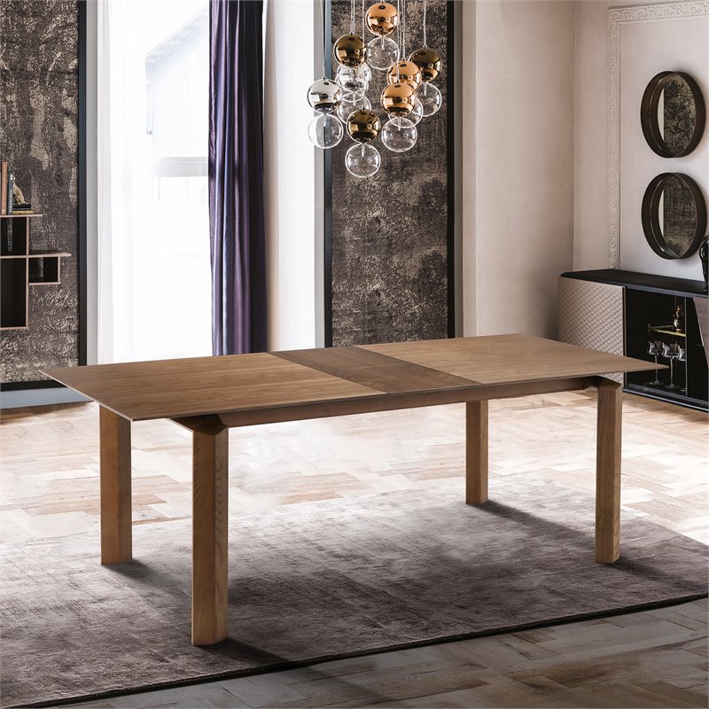 Allora Contemporary Solid Wood Extension Dining Table in Walnut