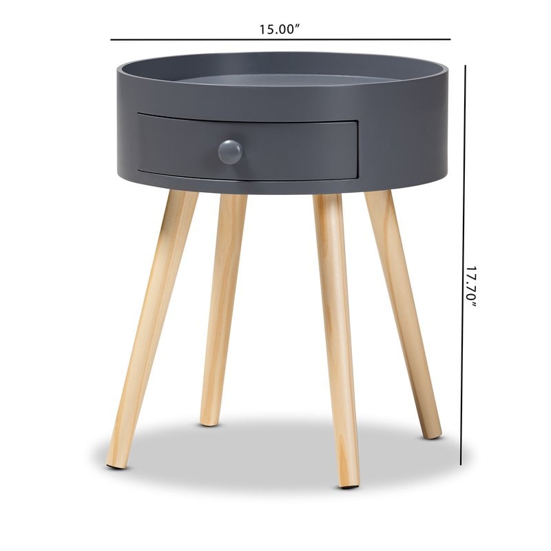 Allora Modern 1-Drawer Wood End Table in Gray