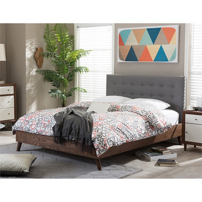 Allora Tufted Full Panel Platform Bed in Gray