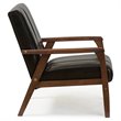 Allora Mid-Century Wood/Faux Leather Accent Chair in Black/Walnut